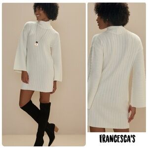 New Francesca’s Alisha Fuzzy Ivory Sweater Mini Dress